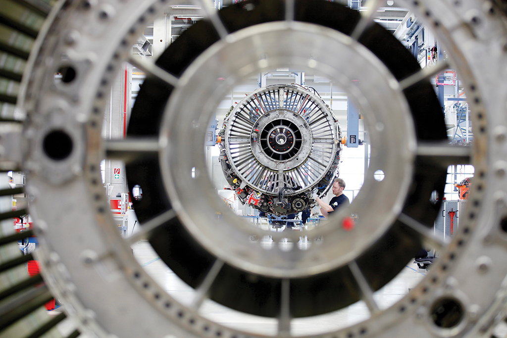 View of MRO shop through engine