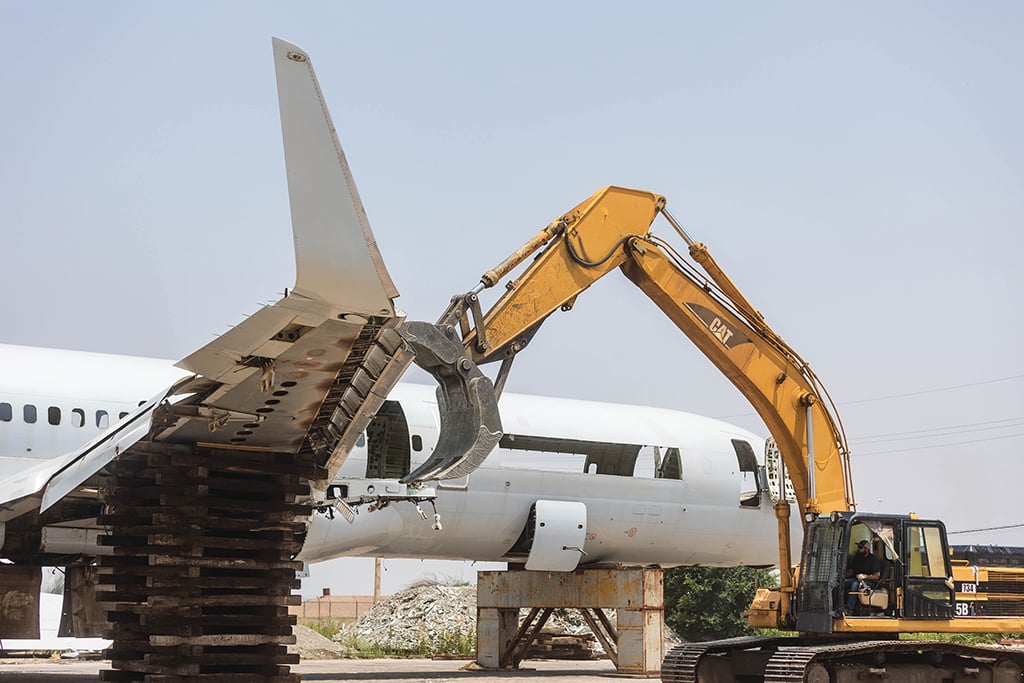 aircraft being disassembled