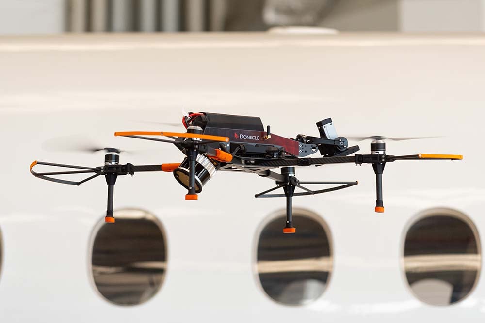 Donecle drone in Jet Aviation hangar