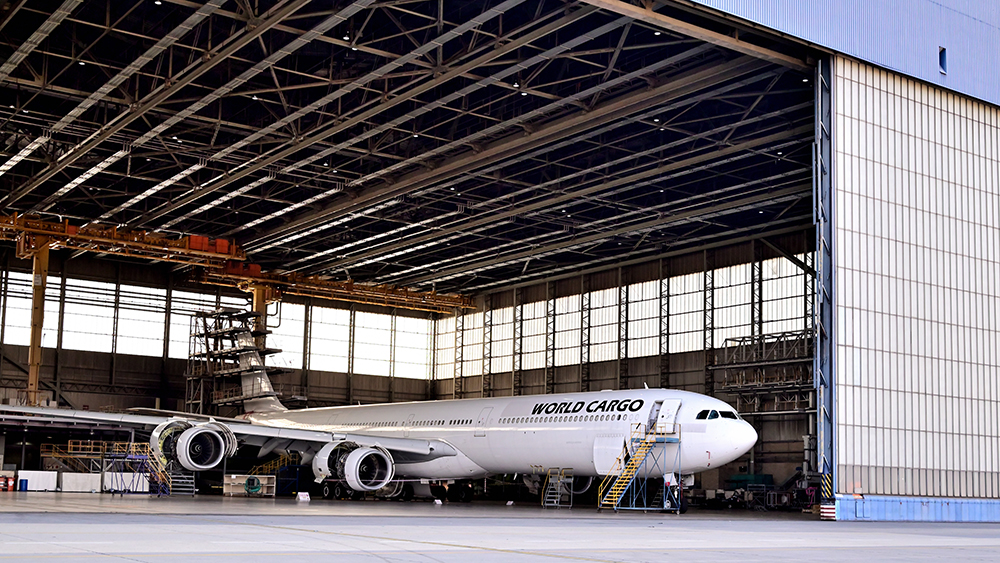 World Cargo aircraft in SAA Technical hangar