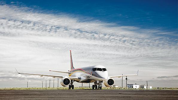 regional jet prototype on runway