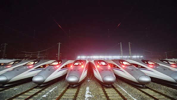 high-speed trains in station