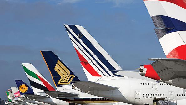 parked aircraft of various carriers