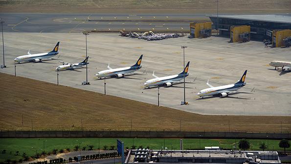 Jet Airways aircraft at Delhi’s Indira Gandhi International Airport