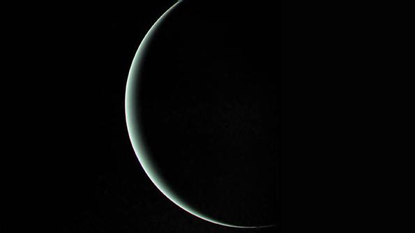 A parting shot of Uranus backlit by the Sun, taken by the Voyager 2