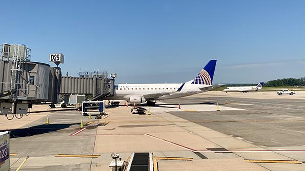 regional jet on an airport apron