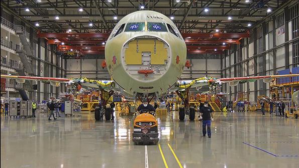 Airbus aircraft in hangar