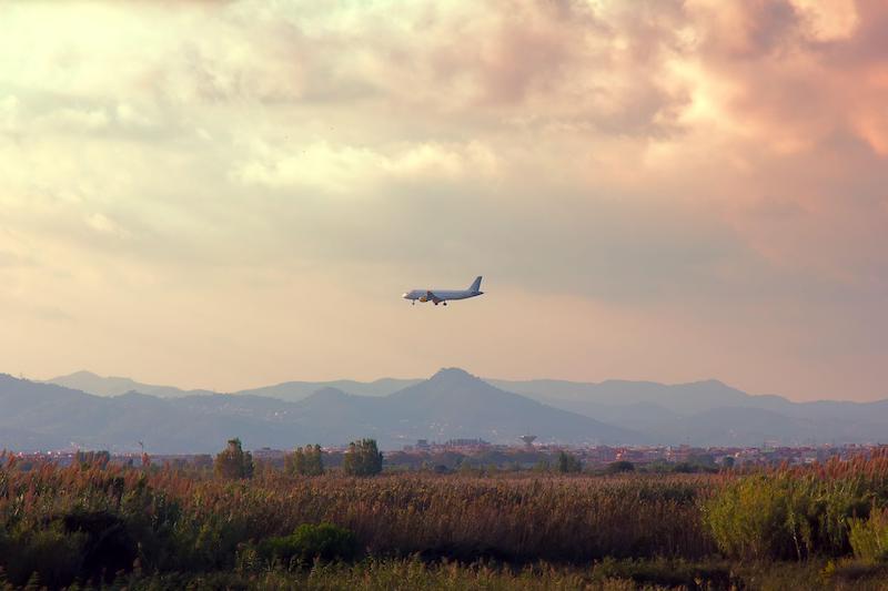 airplane over Barcelona