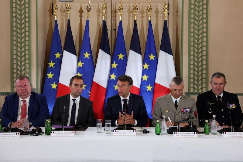 French President Emmanuel Macron at Paris Air Show conference