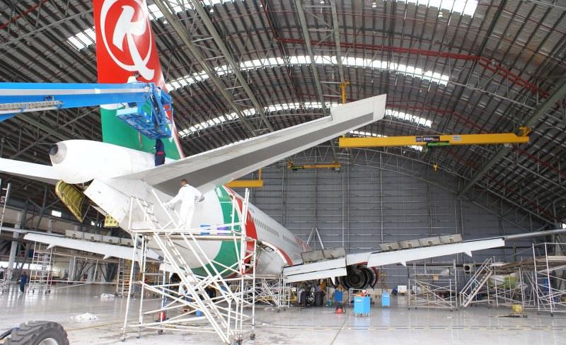 Aircraft in hangar