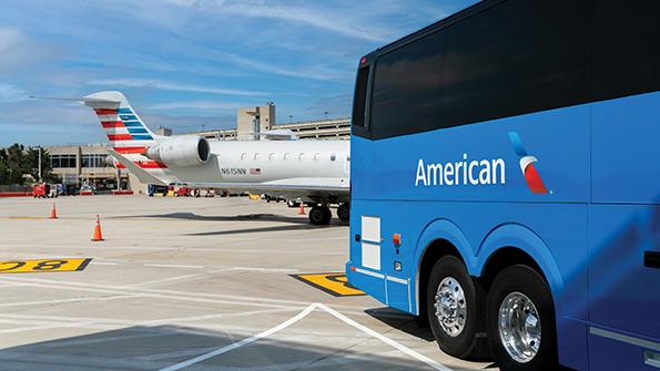 Landline bus on tarmac