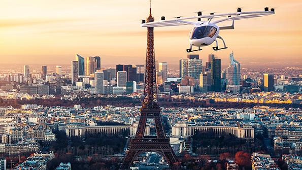 illustration of eVTOL over Paris