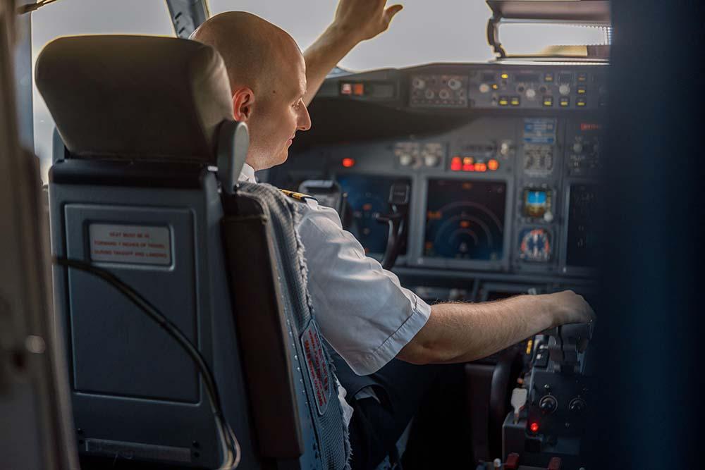 Pilot in cockpit