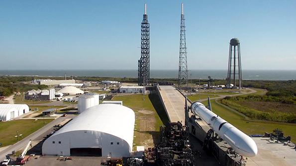 view of blue orgin's new glenn pathfinder being rolled out