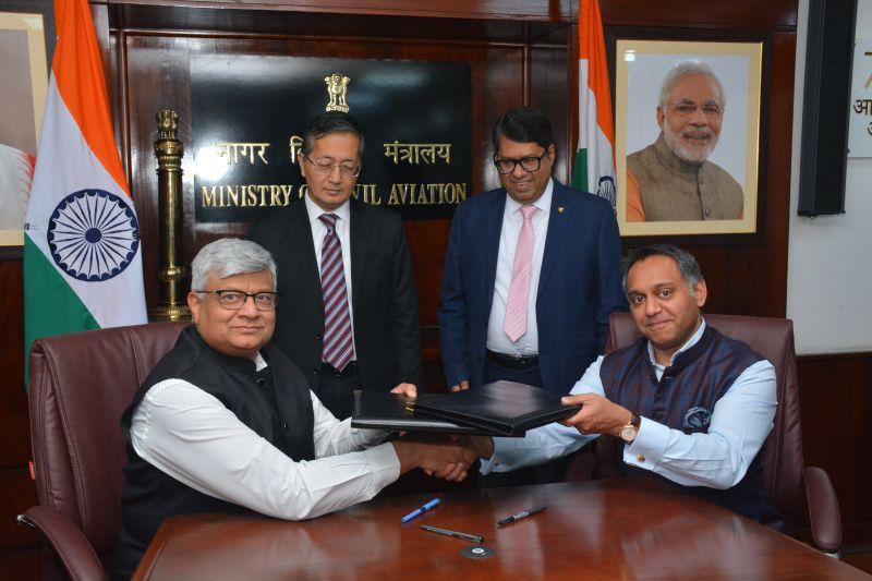 AIESL Sharad Agarwal and Boeing India President Salil Gupte at signing ceremony