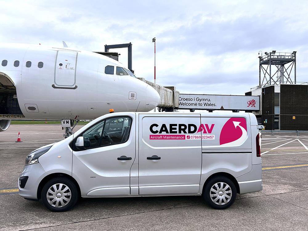 Caerdav line maintenance van at airport