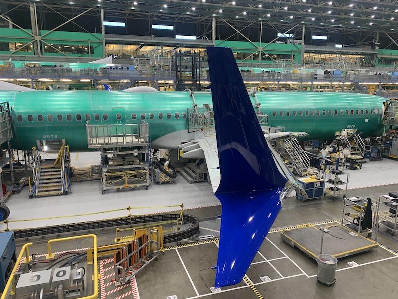 boeing jet on factory floor