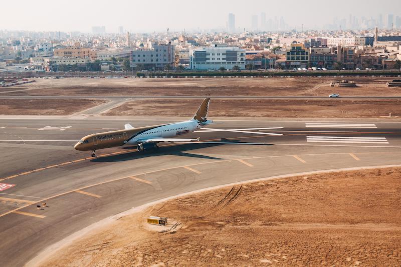 gulf air on tarmac at Bahrain International Airport