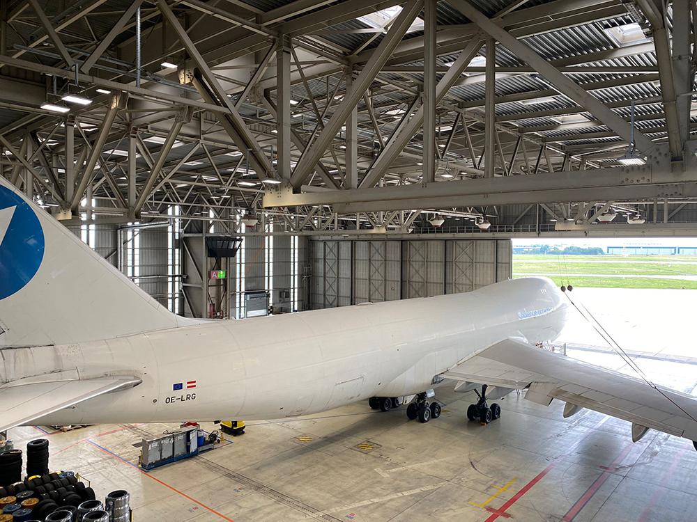 Aircraft in hangar