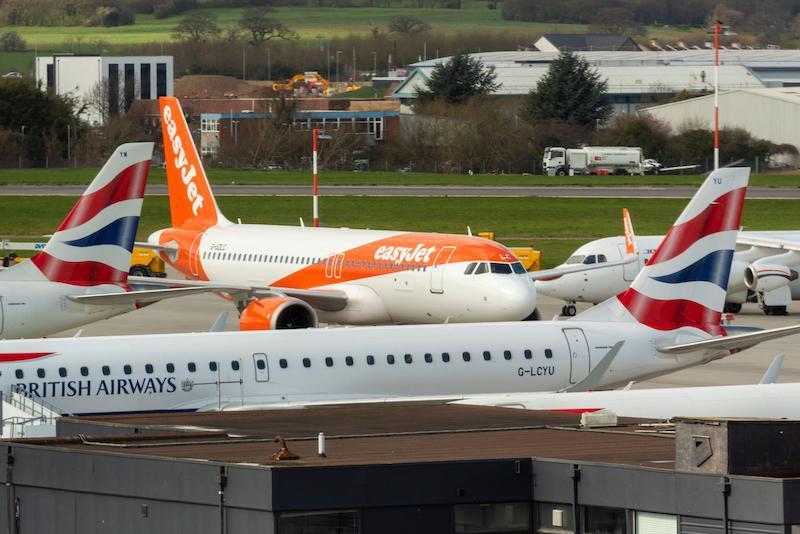 ba and easyjet planes on tarmac