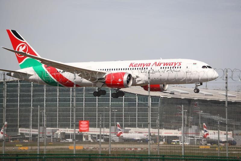 kenya airways 787-8 landing barbed wire