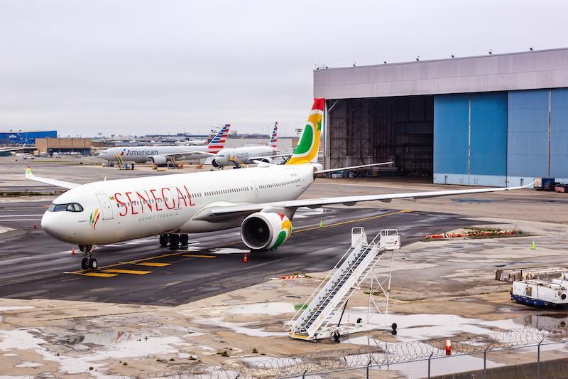 air senegal jet parked at JFK