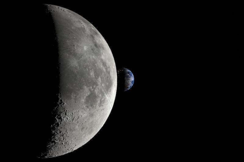 moon and earth