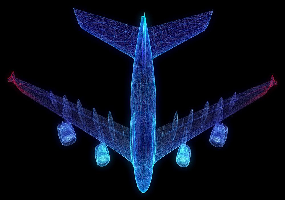 Graphic showing data in shape of aircraft