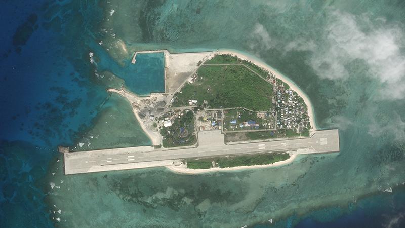 Satellite image of island with runway