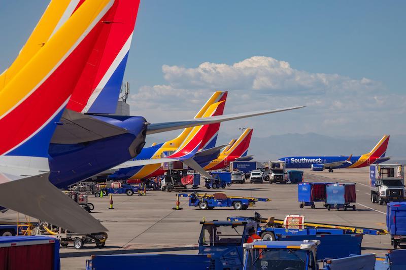 southwest planes on tarmac at denver