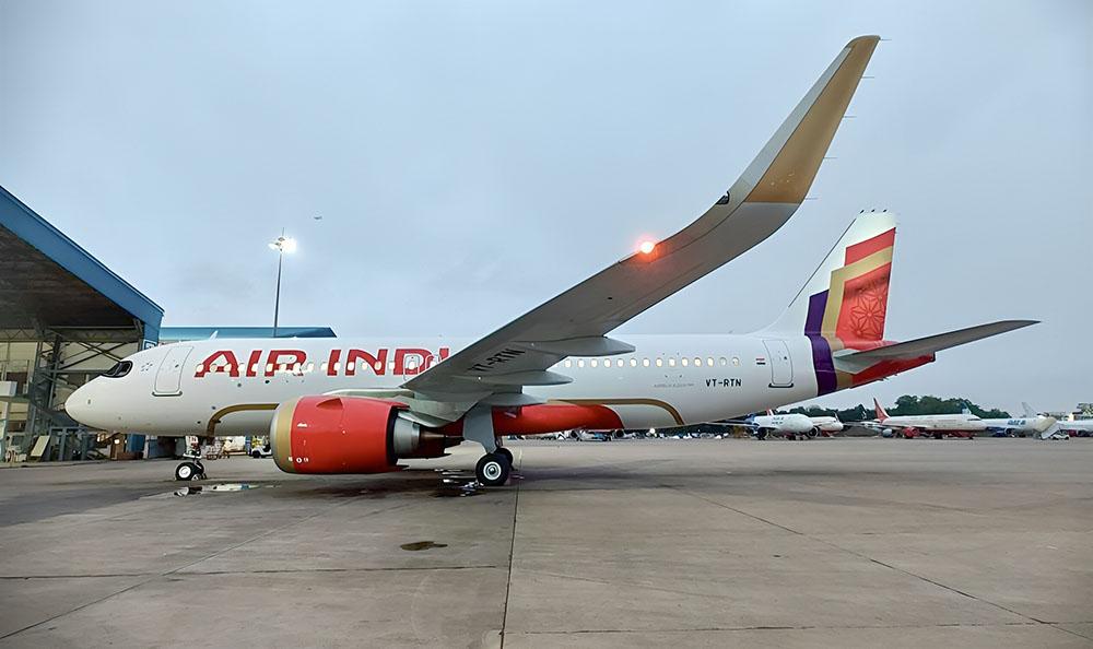 Air India A320 outside hangar