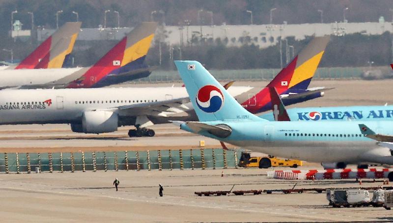 asiana korean air tail fins