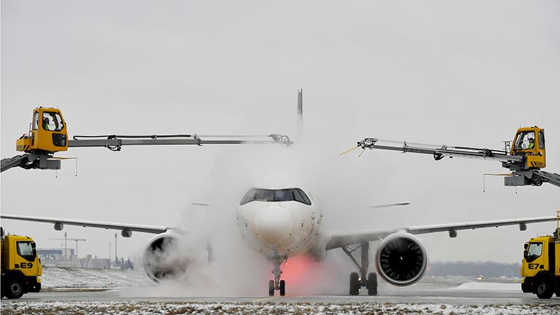 Lufthansa aircraft being deiced