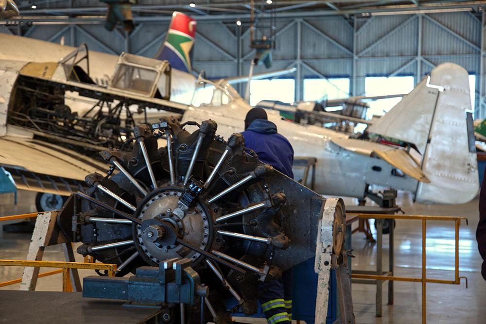 SAAT technician in hangar