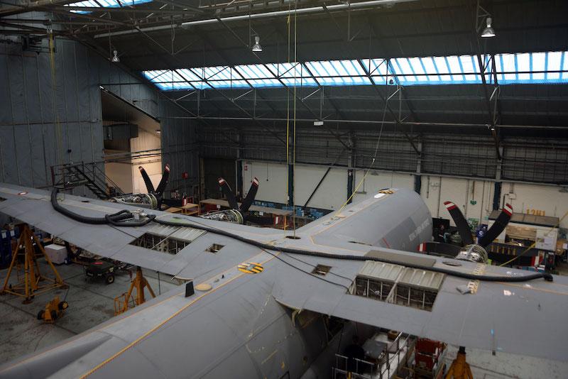 lockheed c-130j in hangar