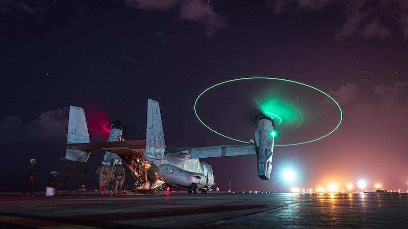 A U.S. Marine Corps MV-22 in Djibouti in December 2024