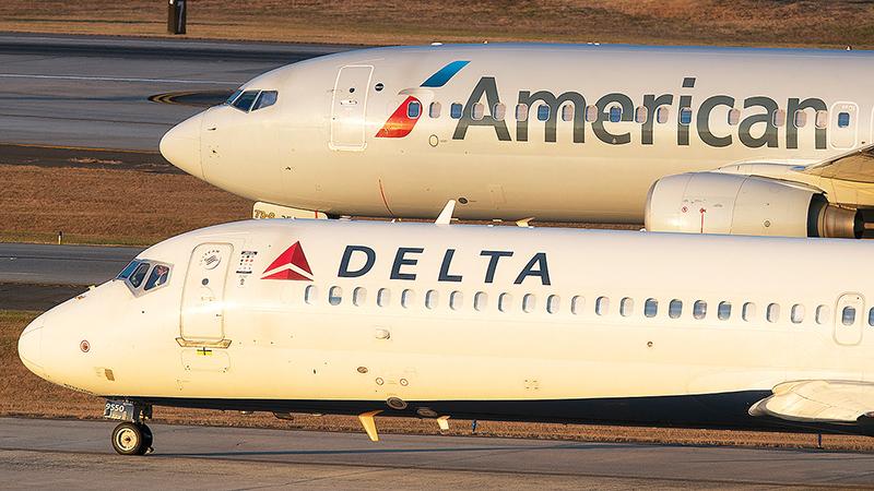 American and Delta aircraft on runway