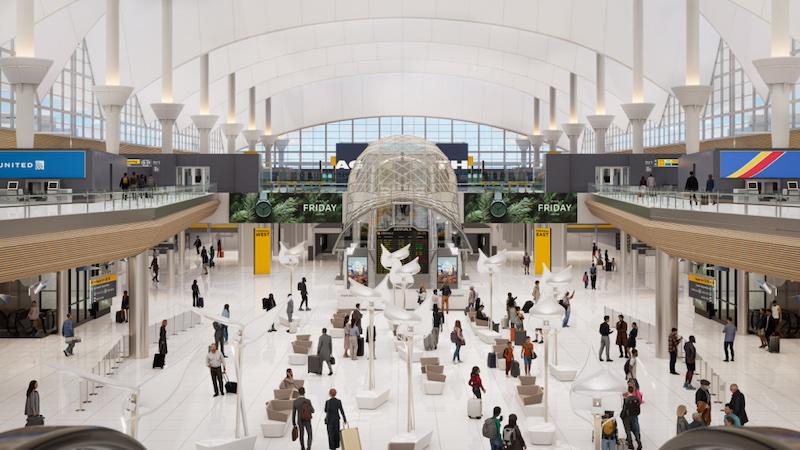 A rendering showing how Denver's renovated terminal will look