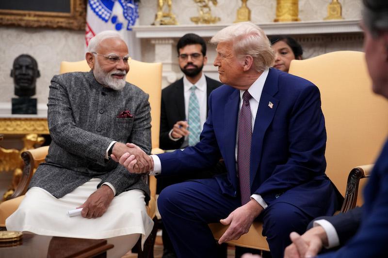 U.S. President Donald Trump and Indian Prime Minister Narendra Modi in the Oval Office Feb. 13, 2025.