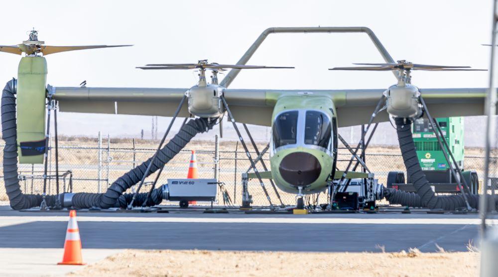 Supernal's eVTOL demonstrator tethered to the ground at Mojave Air & Space Port.