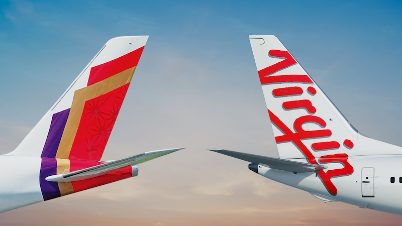 virgin australia tail fin with air india tail fin