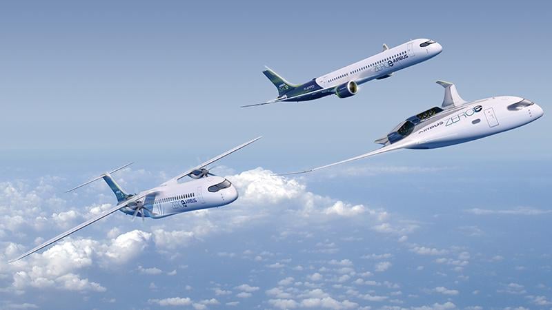 Airbus aircraft flying in formation