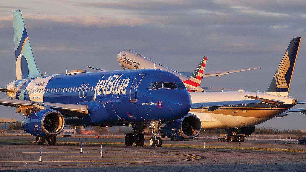 JetBlue aircraft on runway 