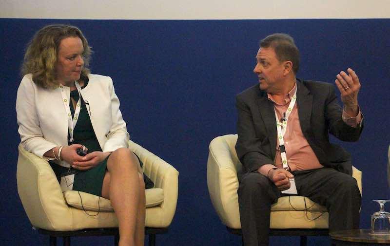 BBGA chair Aoife O'Sullivan and the CAA's professional services group director, Ben Alcott, in conversation during the association's 2025 conference.