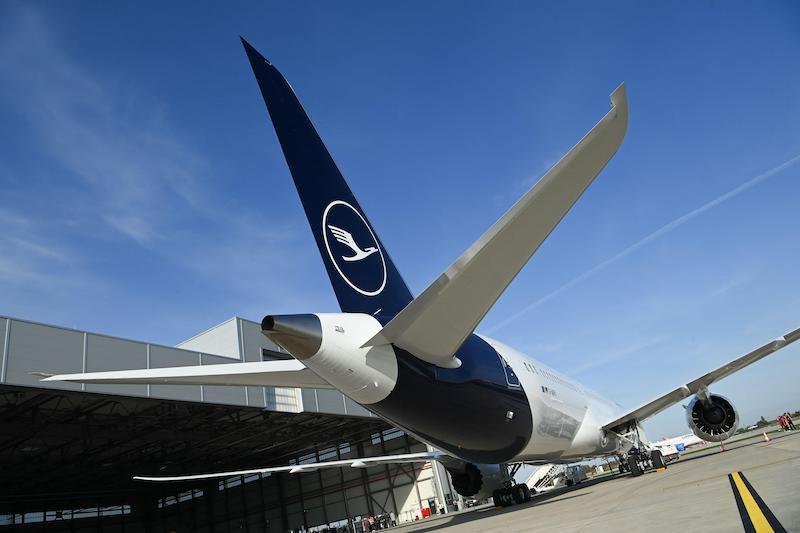 A Lufthansa 787 aircraft at the Lufthansa Technik Malta facility.