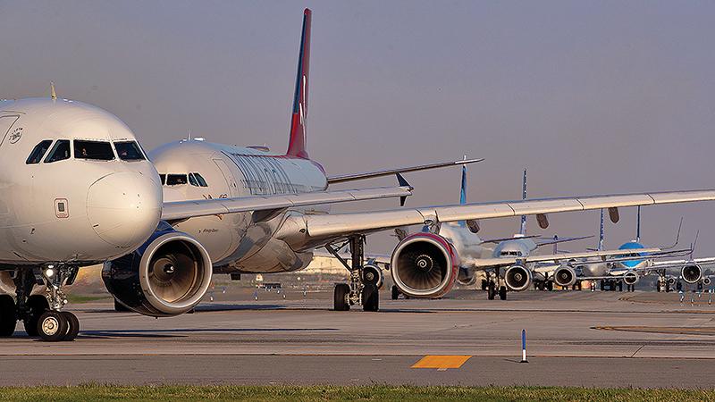 aircraft lined up