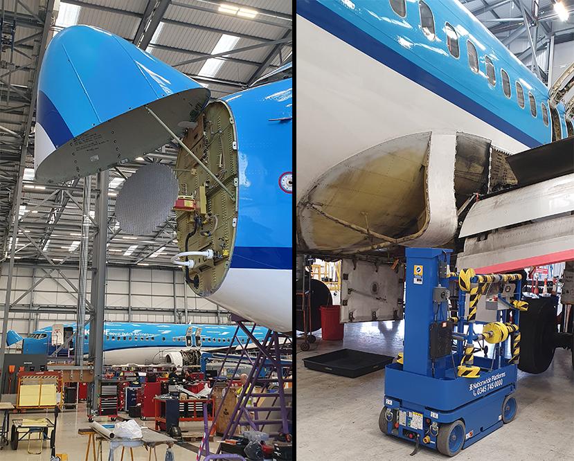 KLM aircraft in hangar