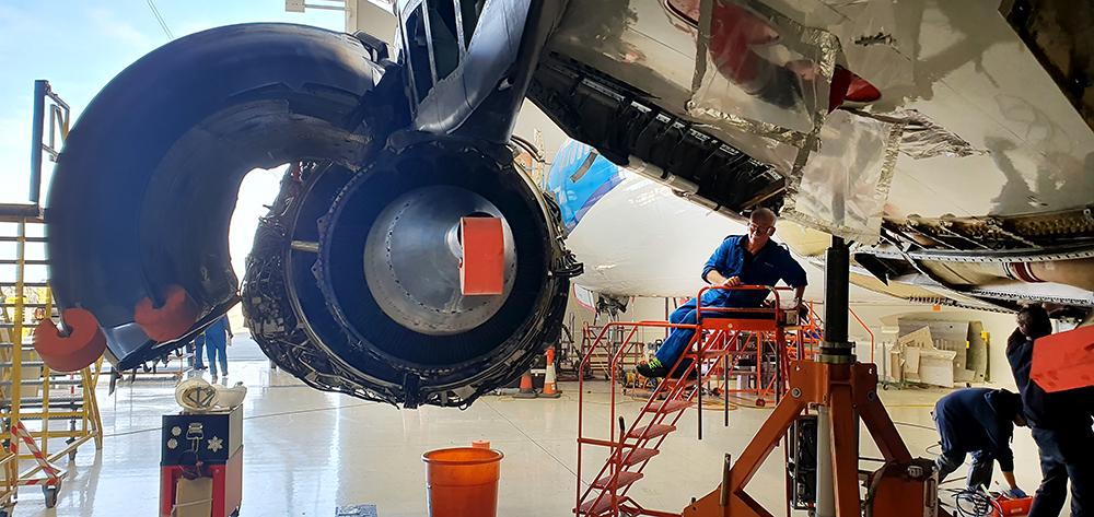 KLM UK Engineering technicians working on aircraft