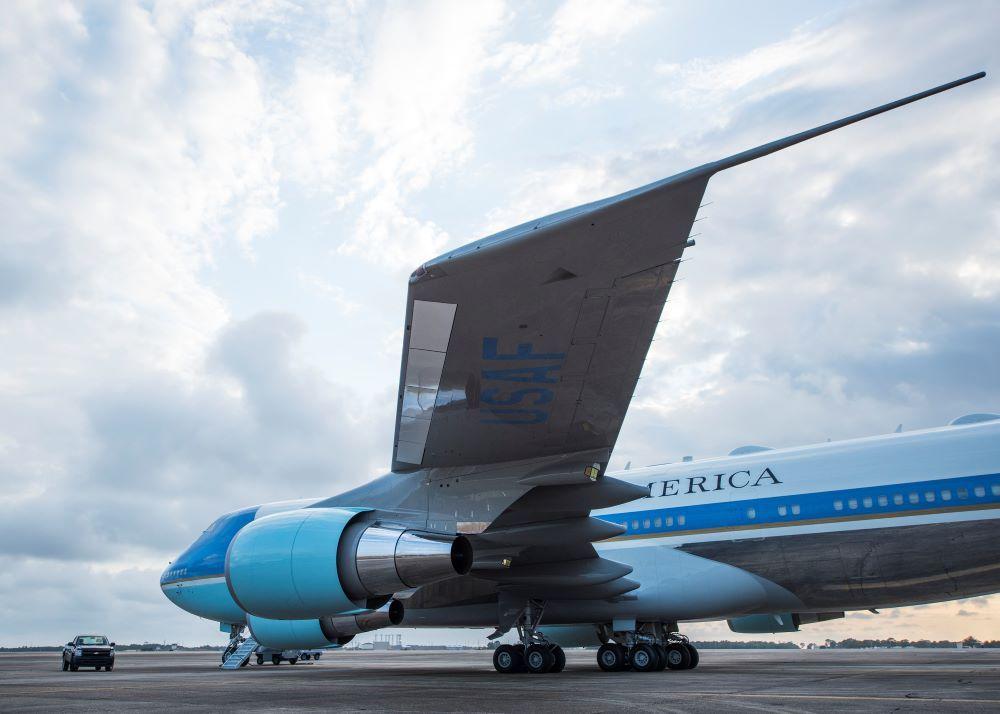 President Donald Trump reportedly has tapped L3Harris to modify a 747-8 to augment the current VC-25A fleet and serve as an interim presidential airlift plane as Boeing continues to deal with de-lays on the replacement VC-25B. The move, reported by the Wall Street Journal, comes after extended public frustration from Trump toward Boeing on the delays to the program. The Trump administration has contracted L3Harris to provide communications systems on a 747 that Trump toured in February at West Palm Beach In