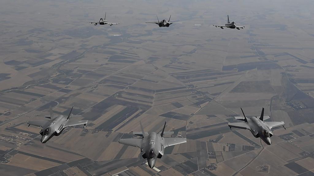 Italian Eurofighter Typhoons and F-35As in flight